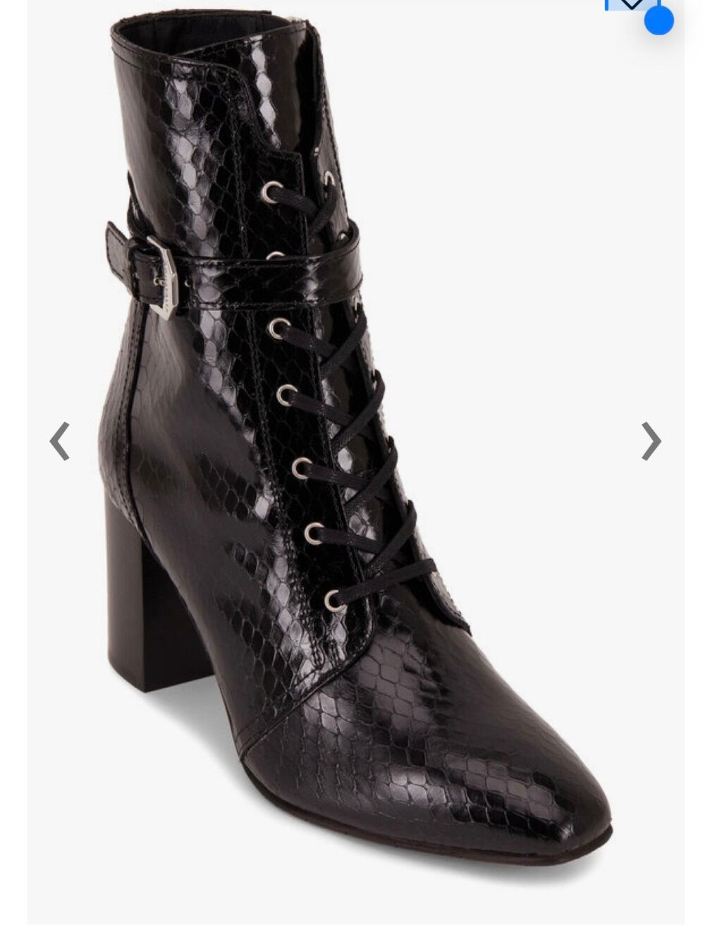 Aquatalia Fawne Black Leather Snakeskin Booties 70mm Block Heel Size 8.5